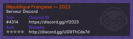 République Française — 2023 - Serveur Discord