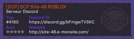 [SCP] SCP Site-48 ROBLOX - Serveur Discord
