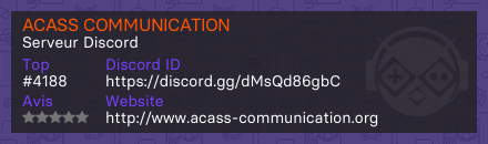 ACASS COMMUNICATION  - Serveur Discord