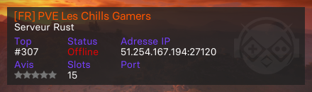 [FR] PVE Les Chills Gamers  - Serveur Rust