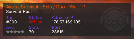Akura-Survival - Solo / Duo - X5 - TP