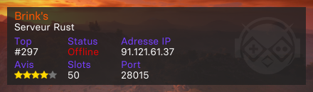 Brink's - Serveur Rust