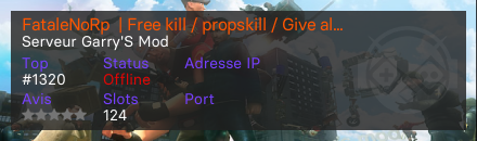 FataleNoRp  | Free kill / propskill / Give all / 500k start 
