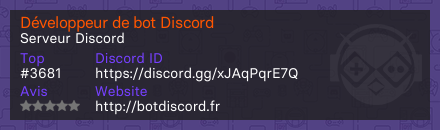 Développeur de bot Discord - Serveur Discord