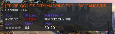 [FR-BE-QC]LEIS CITY|MAPPING EXCLUSIF|GANGS/DROGUES|VEHICULES MODDES|VETEMENTS UNIQUES