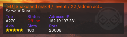 [EU] Shakuland max 4 /  event / X2 /admin actif