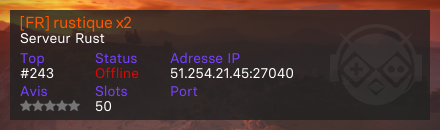 [FR] rustique x2 - Serveur Rust