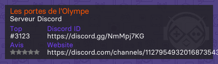 Les portes de l'Olympe - Serveur Discord