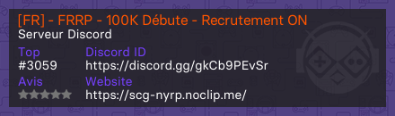 [FR] - FRRP - 100K Débute - Recrutement ON