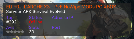EU FR - L'ARCHE X3 - PvE NoWipe MODs PC XBOX PS5