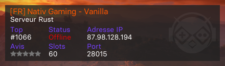 [FR] Nativ Gaming - Vanilla - Serveur Rust