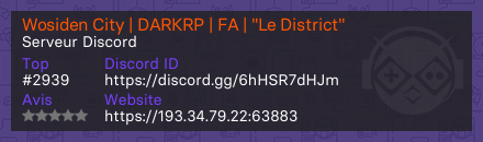Wosiden City | DARKRP | FA | "Le District"
