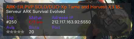 ARK-FR PVP SOLO/DUO-Xp Tame and Harvest X3 16/11/23