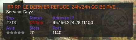  FR RP  LE DERNIER REFUGE  24h/24h QC BE PVE discord=Ntr9NDrNEp