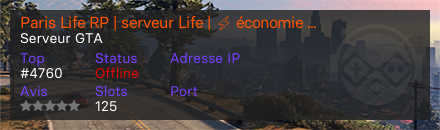 Paris Life RP | serveur Life | ⚡ économie réaliste | ???? Staff à votre écoute