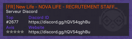 [FR] New Life - NOVA LIFE - RECRUTEMENT STAFF - discord.gg/tQV54qghBu