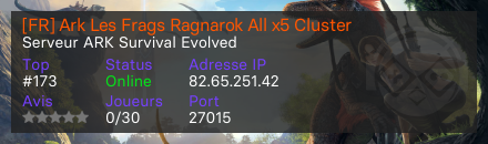 [FR] Ark Les Frags Ragnarok All x5 Cluster