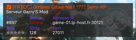 ✅ [FR][QC] Ombres Citadines | ???? Semi-RP |  Commerce Réel ???? | 128 Slots ✅