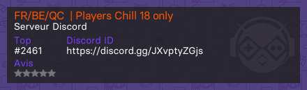 FR/BE/QC  | Players Chill 18 only - Serveur Discord