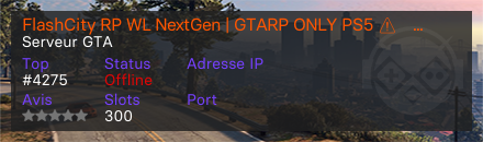 FlashCity RP WL NextGen | GTARP ONLY PS5 ⚠️