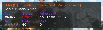 [FR|QC] FurixRP | Addons Cool | Recrutement [ON] | Semi-RP - Serveur Garry's mod