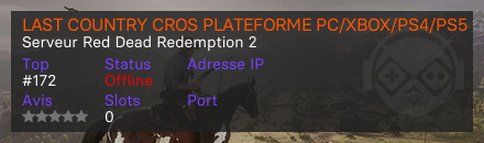 LAST COUNTRY CROS PLATEFORME PC/XBOX/PS4/PS5