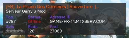 [FR]  La Prison Des Criminels | Rouverture  | New Map - Serveur Garry's mod