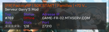 [FR] FactoryRP | 50K START | Familles | +70 Vehicules