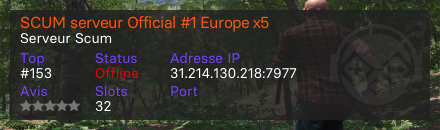 SCUM serveur Official #1 Europe x5
