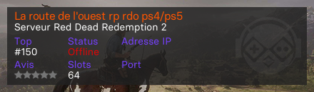 La route de l'ouest rp rdo ps4/ps5