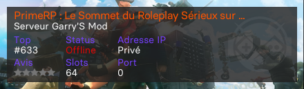 PrimeRP : Le Sommet du Roleplay Sérieux sur Garry's Mod