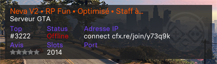 Neva V2 • RP Fun • Optimisé • Staff à l’écoute • Économie Semi-Réaliste