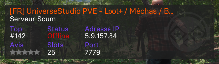 [FR] UniverseStudio PVE - Loot+ / Méchas / Boomers / 18+