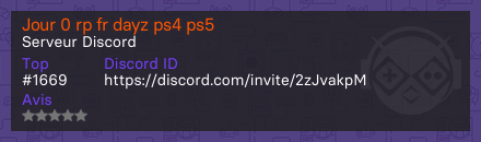 Jour 0 rp fr dayz ps4 ps5 - Serveur Discord