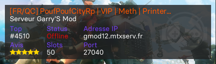[FR/QC] PoufPoufCityRp | VIP | Meth | Printer | RP OBLIGATOIRE  - Serveur Garry's mod