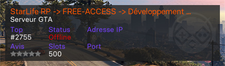 StarLife RP -> FREE-ACCESS -> Développement Constant -> Mapping Inédit -> Véhicule Moddés