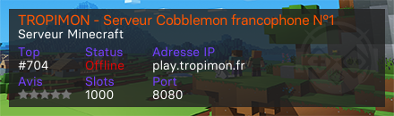 TROPIMON - Serveur Cobblemon francophone N°1
