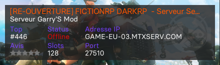 [RE-OUVERTURE] FICTIONRP DARKRP  - Serveur Semi-RP | FASTDL