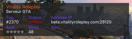Vitality Roleplay - Serveur GTA