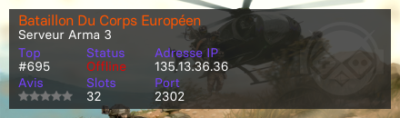 Bataillon Du Corps Européen - Serveur Arma 3