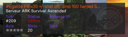 #Egalite FR x35 +/-stat offi dino 150 tamed 50x  