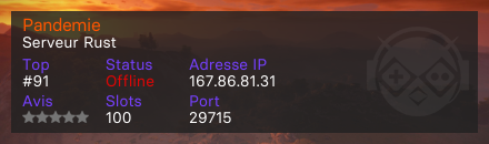 Pandemie - Serveur Rust