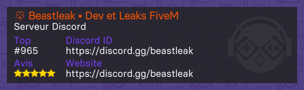 🍀 Beastleak • Dev et Leaks FiveM - Serveur Discord