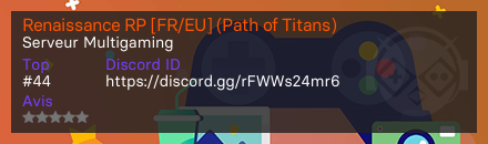 Renaissance RP [FR/EU] (Path of Titans)