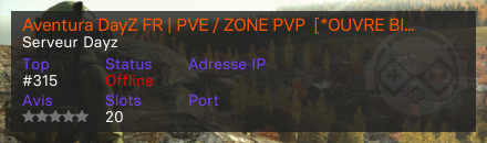 Aventura DayZ FR | PVE / ZONE PVP  [*OUVRE BIENTOT*]