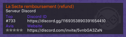 La Secte remboursement (refund)
