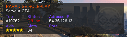 PARADISE ROLEPLAY - Serveur GTA