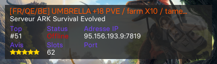[FR/QE/BE] UMBRELLA +18 PVE / farm X10 / tame x50