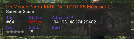 Un Monde Perdu 100% PVP LOOT X5 Méca actif 