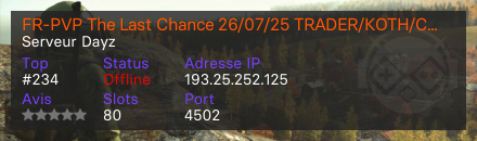 FR-PVP The Last Chance 26/07/25 TRADER/KOTH/CAREPACKAGE/DNA/HEL